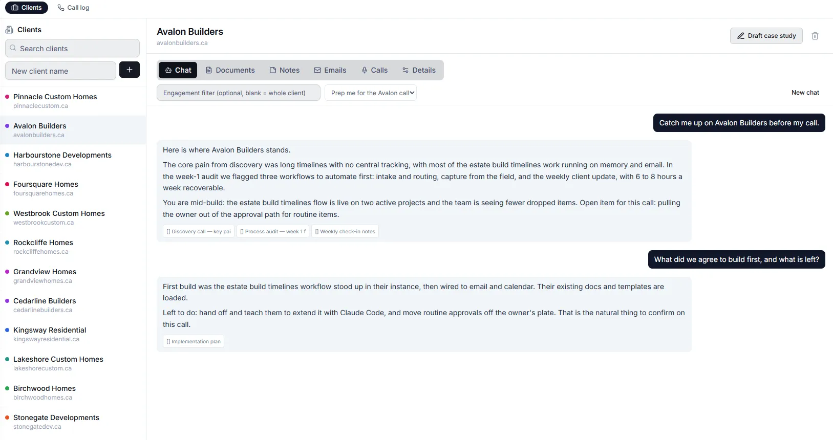 Cadence Clients screen
