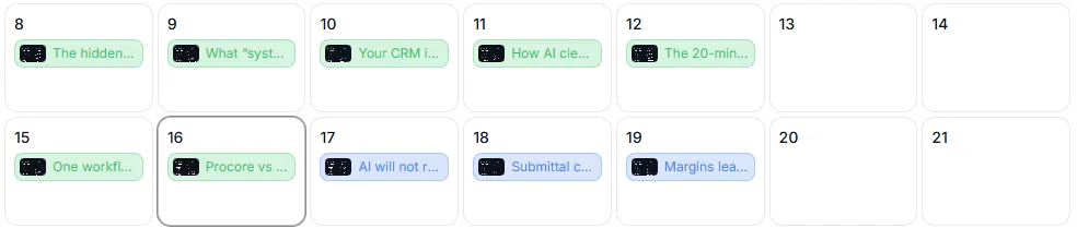 Content calendar with scheduled posts