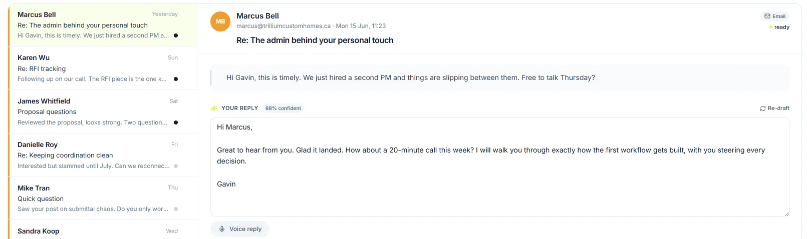 Inbox triaged with drafted replies